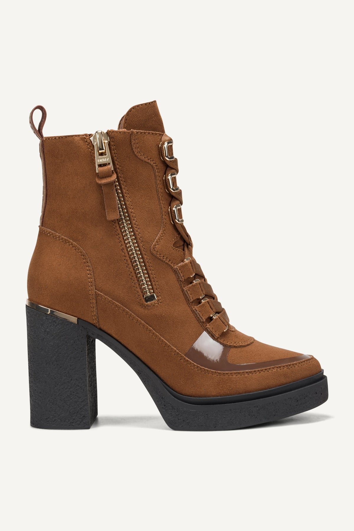 Walnut DKNY TOIA LACE-UP PLATFORM BOOTIE