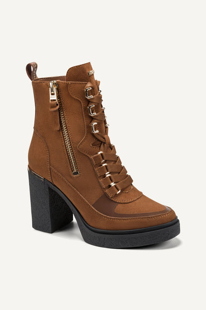 Walnut DKNY TOIA LACE-UP PLATFORM BOOTIE