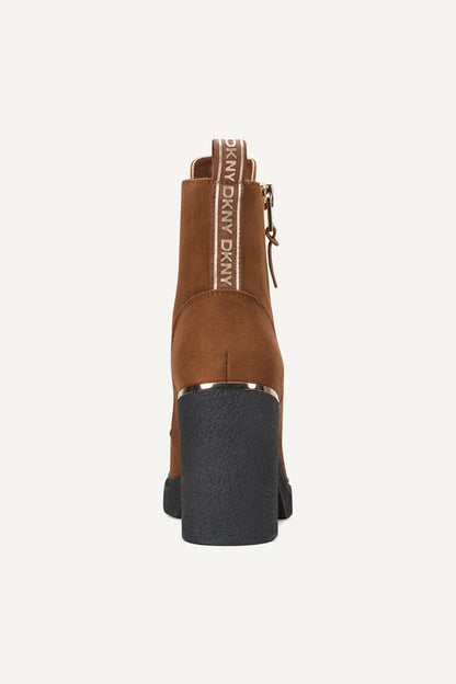Walnut DKNY TOIA LACE-UP PLATFORM BOOTIE