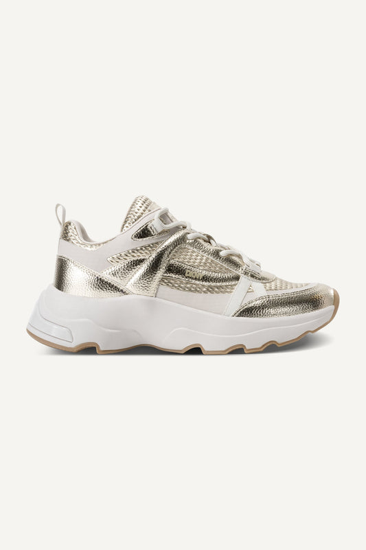 WHITE GOLD DKNY JUNA LACE-UP SNEAKERS