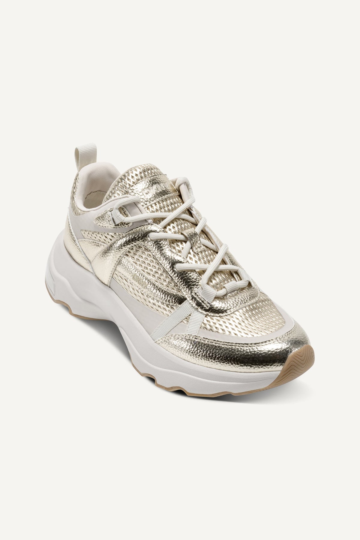 WHITE GOLD DKNY JUNA LACE-UP SNEAKERS