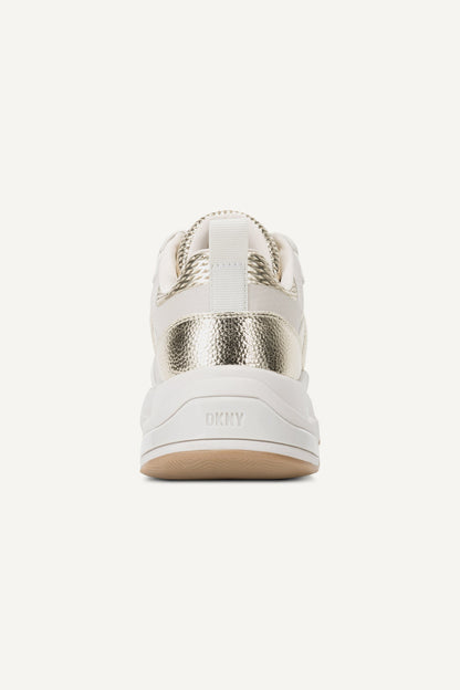 WHITE GOLD DKNY JUNA LACE-UP SNEAKERS