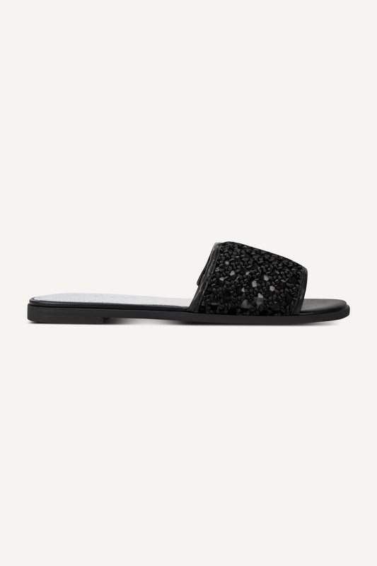 Black DKNY WINTER FLAT SLIDE