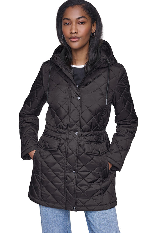 Black DKNY QUILTED ANORAK
