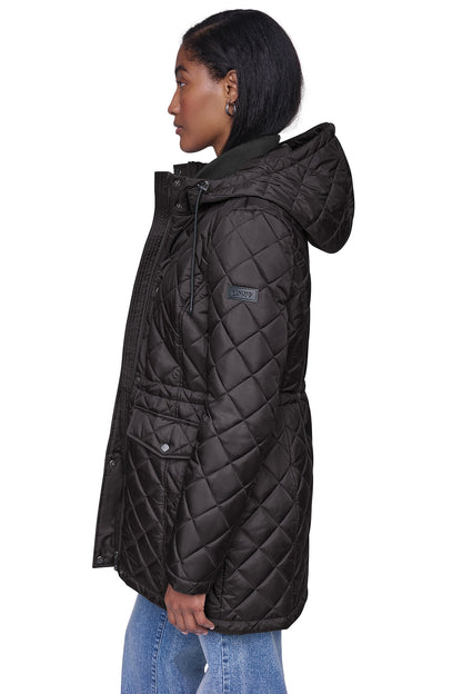 Black DKNY QUILTED ANORAK