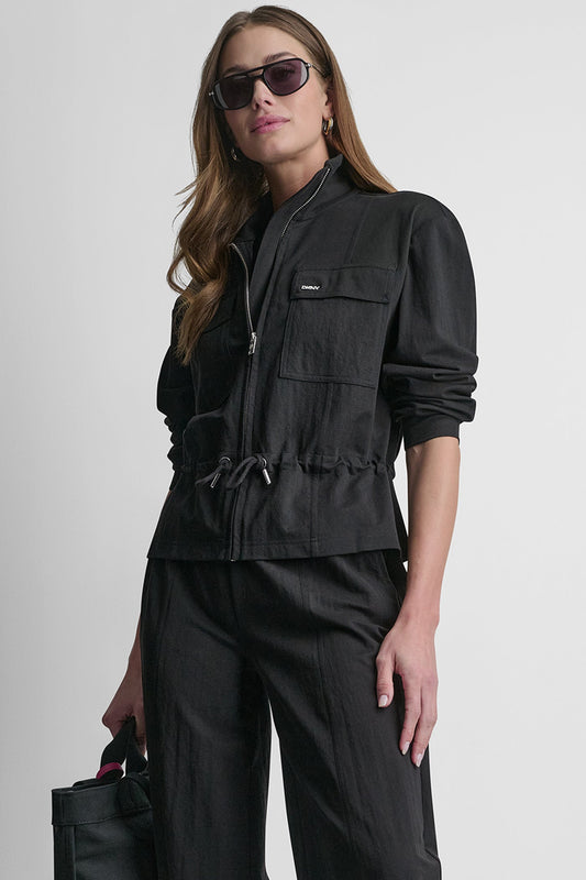 Black DKNY PIQUÉ TECH JACKET