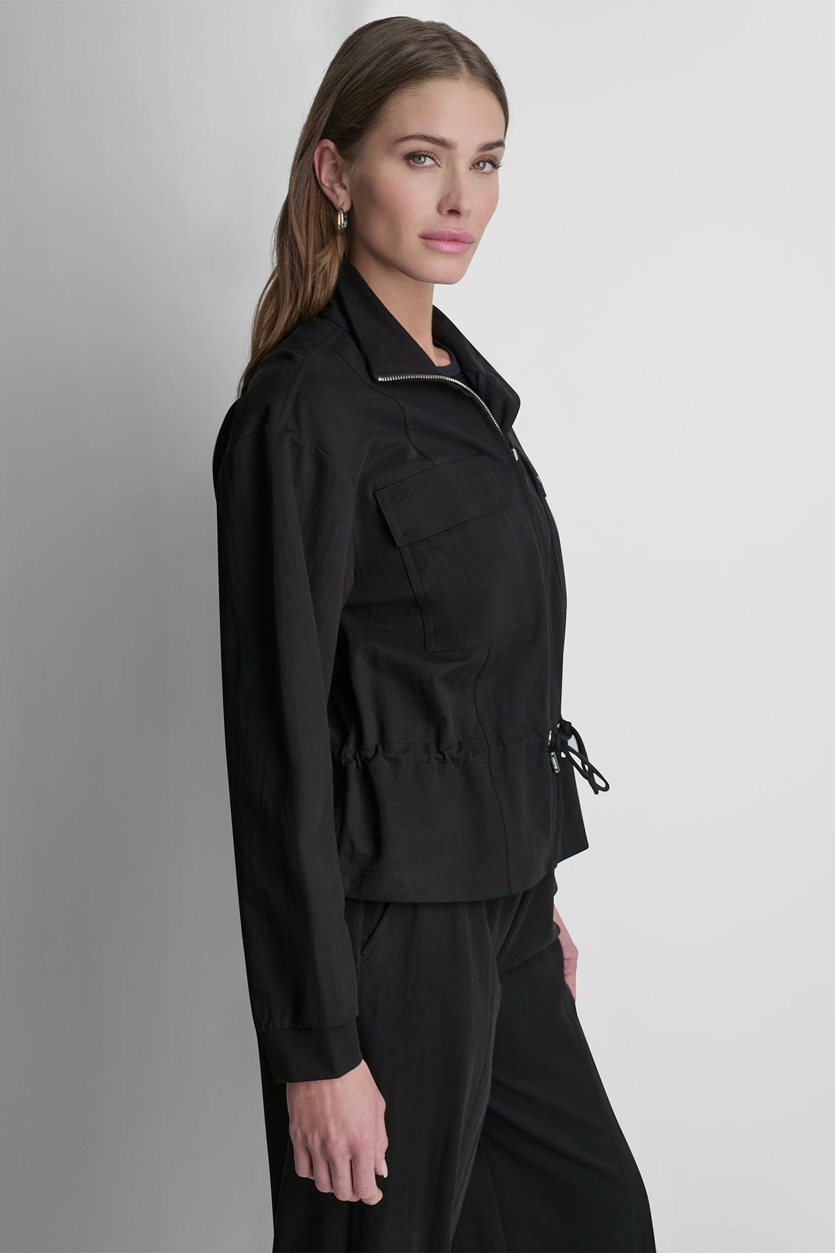 Black DKNY PIQUÉ TECH JACKET