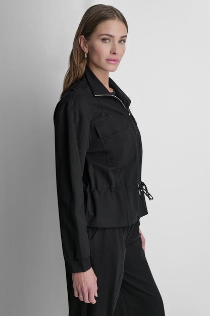 Black DKNY PIQUÉ TECH JACKET
