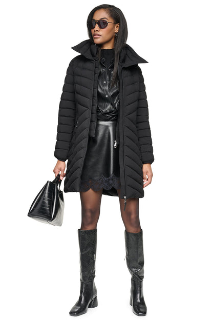 BORDEAUX DKNY HOODED STAND COLLAR PUFFER