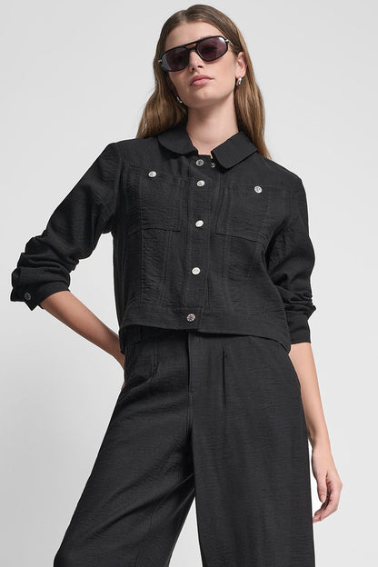 Black DKNY CROPPED TRUCKER JACKET