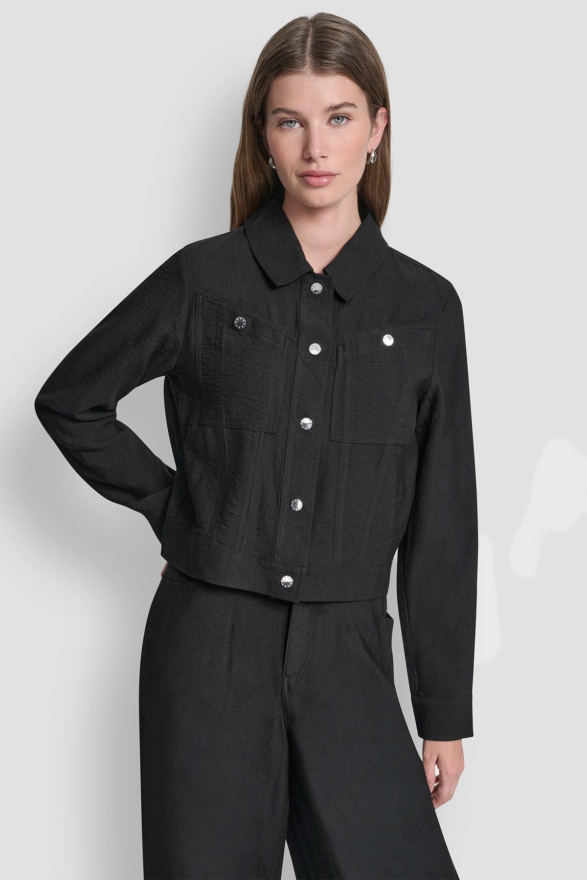 Black DKNY CROPPED TRUCKER JACKET