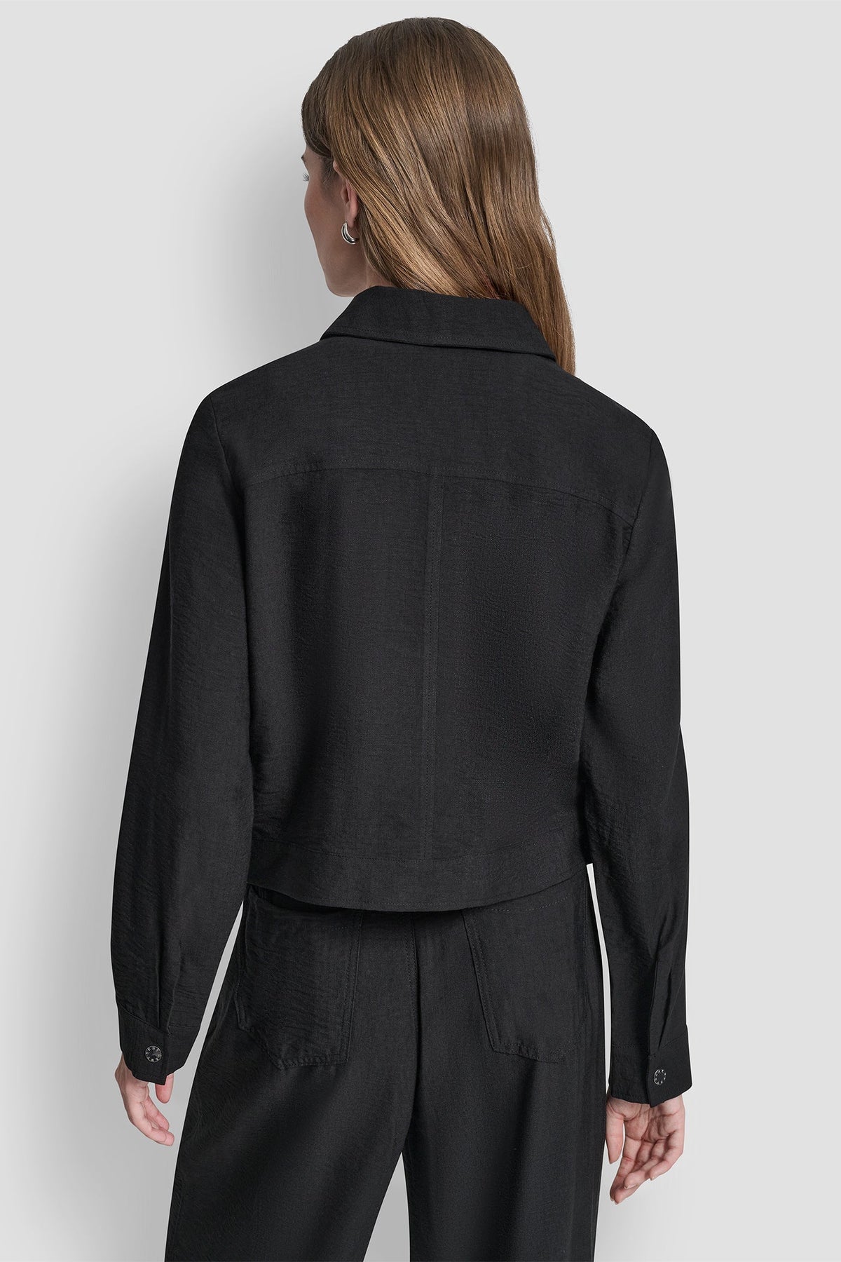 Black DKNY CROPPED TRUCKER JACKET