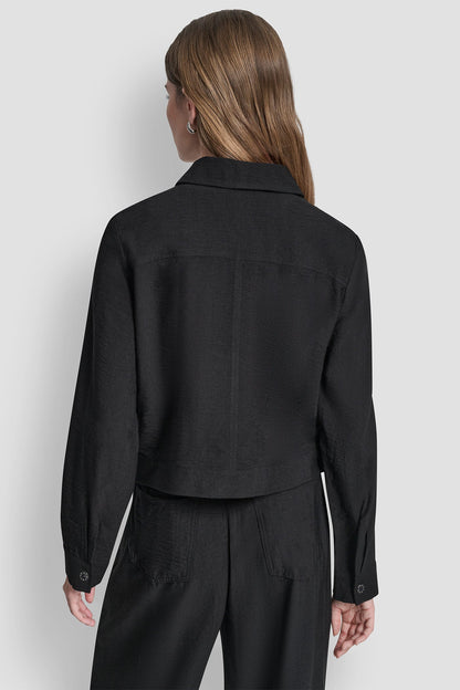 Black DKNY CROPPED TRUCKER JACKET