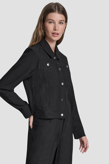 Black DKNY CROPPED TRUCKER JACKET