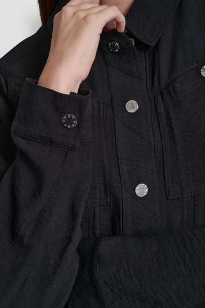 Black DKNY CROPPED TRUCKER JACKET