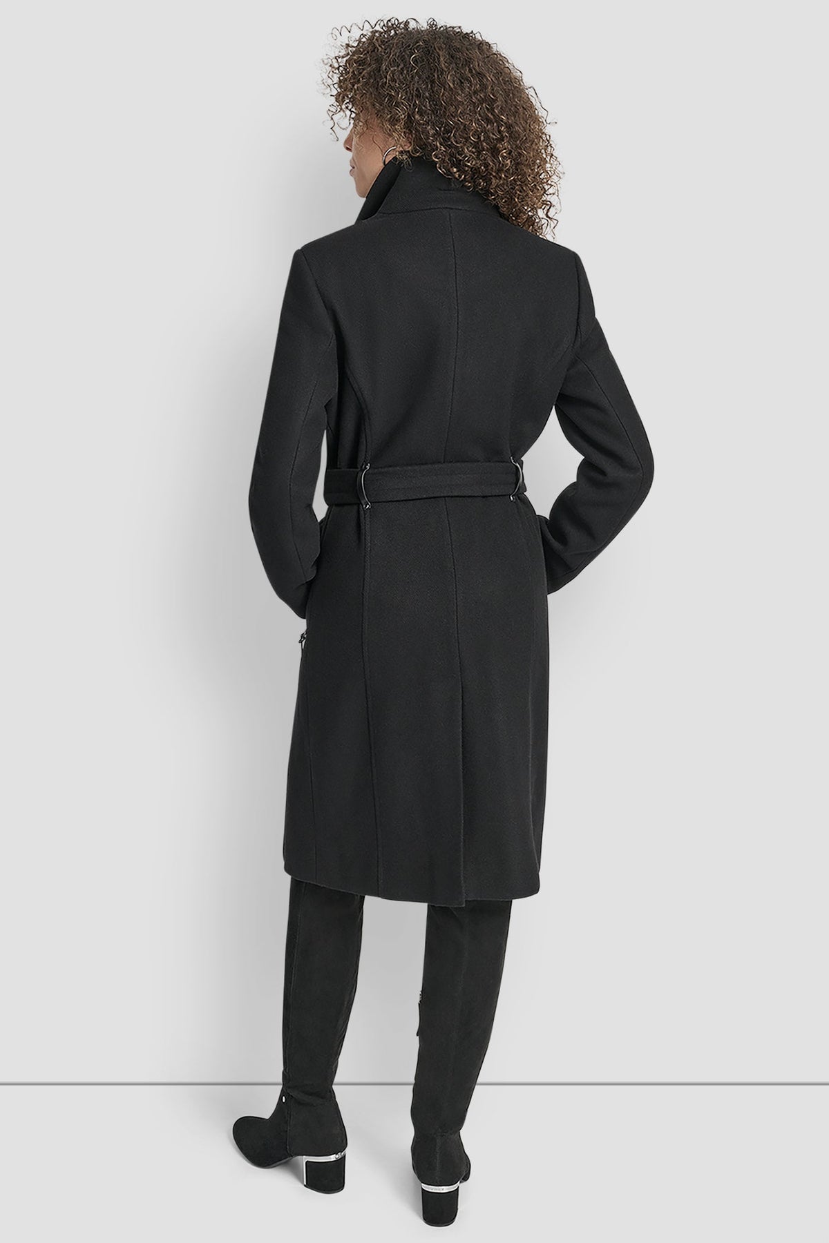 Black DKNY WOOL WRAP JACKET WITH INSERT