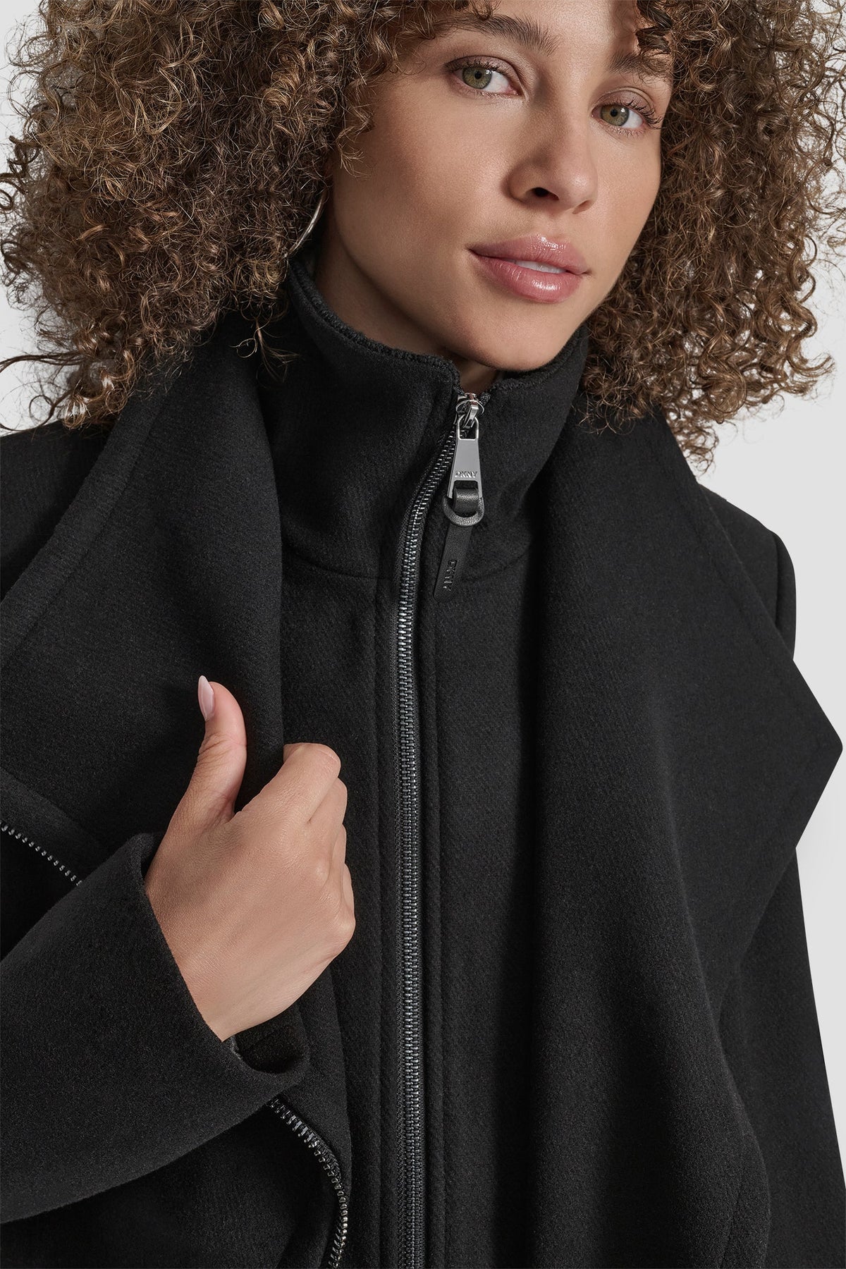 Black DKNY WOOL WRAP JACKET WITH INSERT