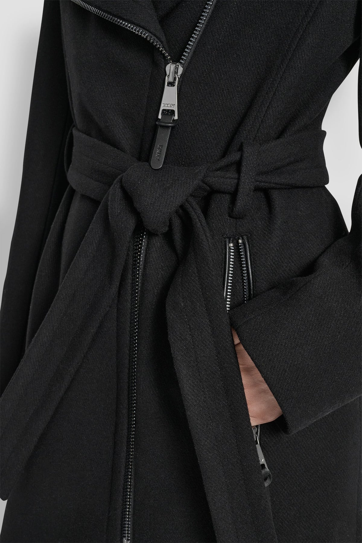 Black DKNY WOOL WRAP JACKET WITH INSERT
