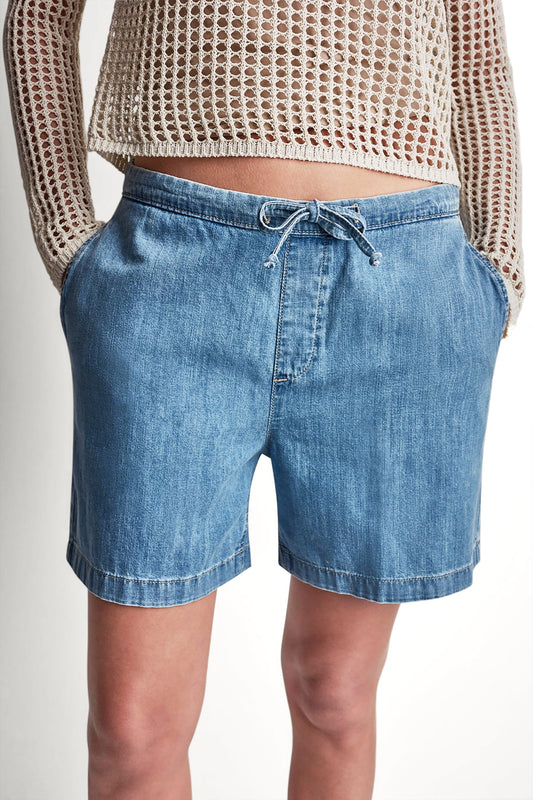 Paladino DKNY MID-RISE RELAXED DENIM SHORT WITH DRAWCORD