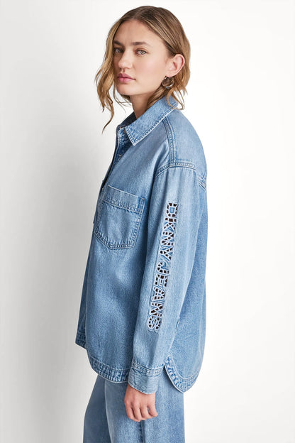 Eden DKNY DENIM SHIRT WITH LOGO CUTOUT
