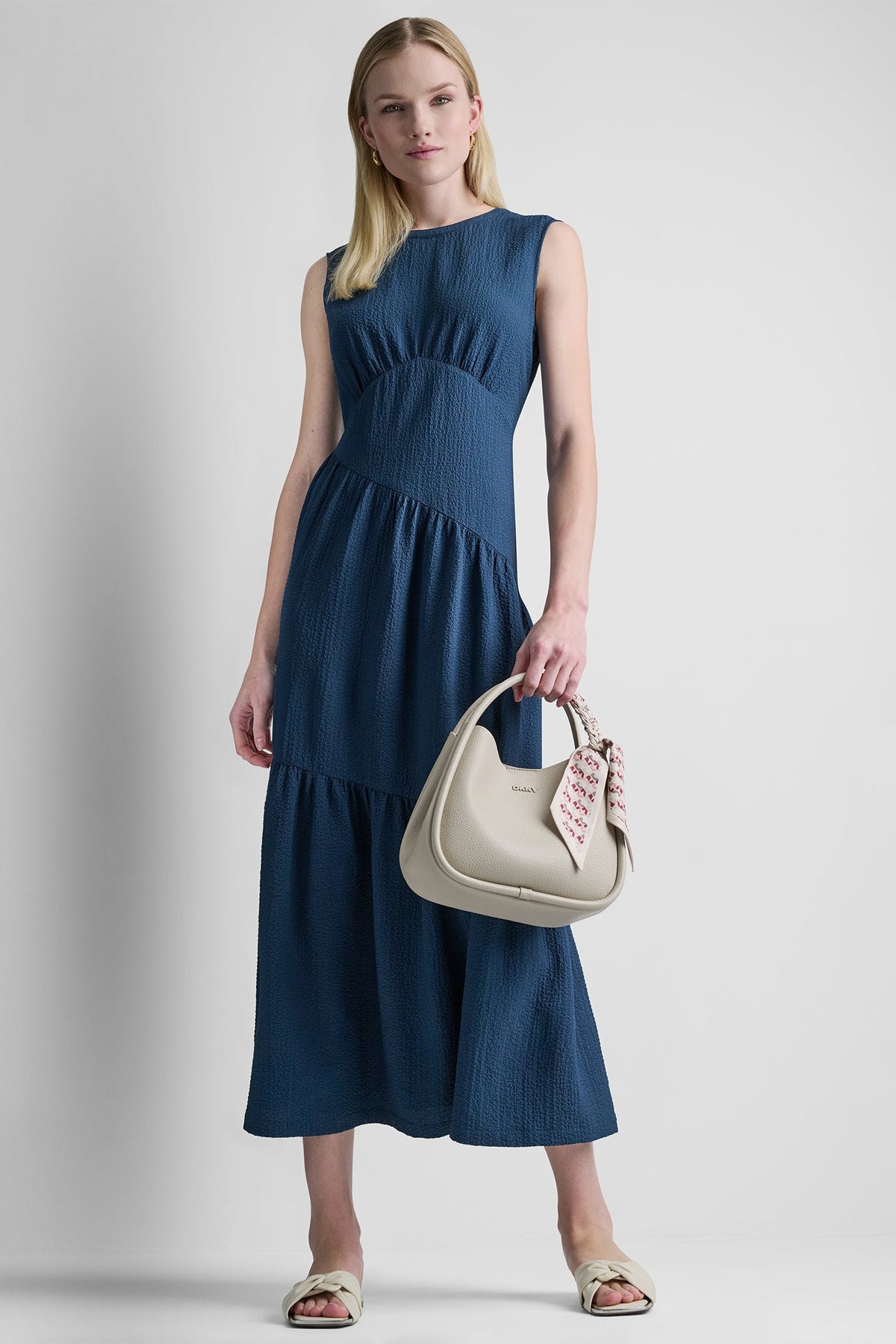 Indigo DKNY SLEEVELESS MAXI A-LINE DRESS