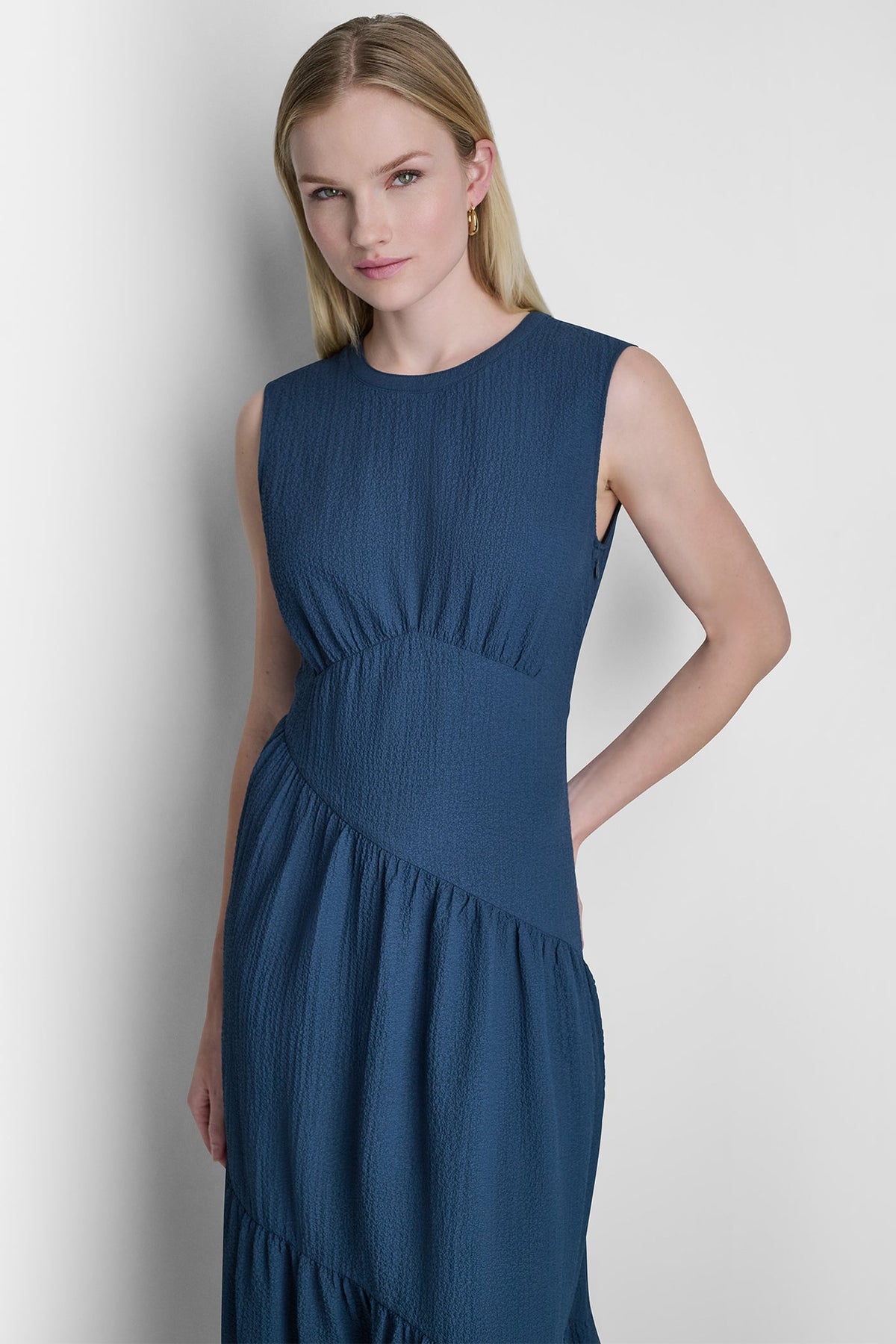 Indigo DKNY SLEEVELESS MAXI A-LINE DRESS