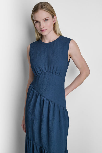 Indigo DKNY SLEEVELESS MAXI A-LINE DRESS