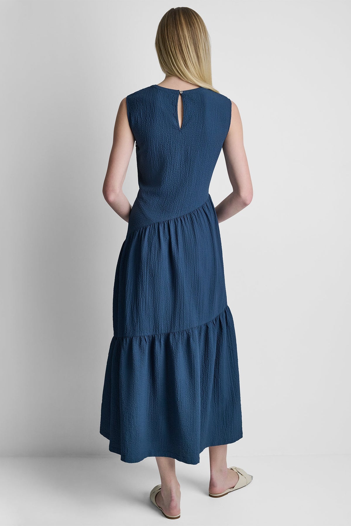 Indigo DKNY SLEEVELESS MAXI A-LINE DRESS
