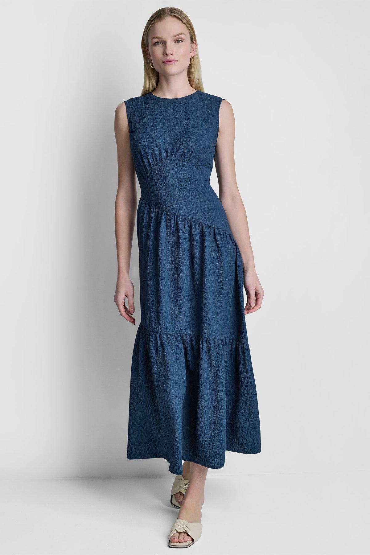 Indigo DKNY SLEEVELESS MAXI A-LINE DRESS