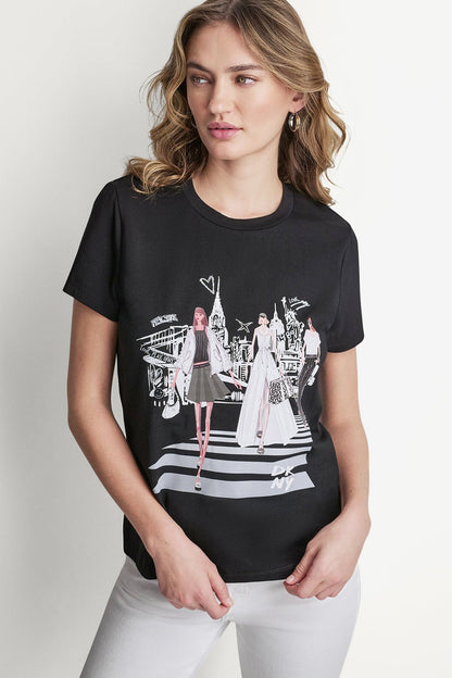 Black DKNY NEW YORK ICONS GRAPHIC TEE