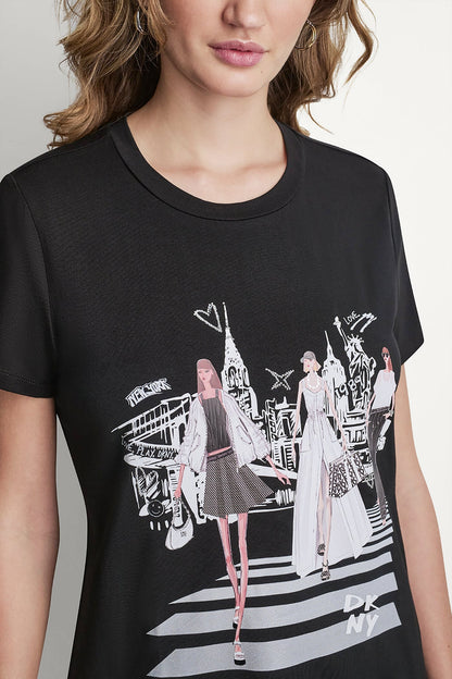 Black DKNY NEW YORK ICONS GRAPHIC TEE