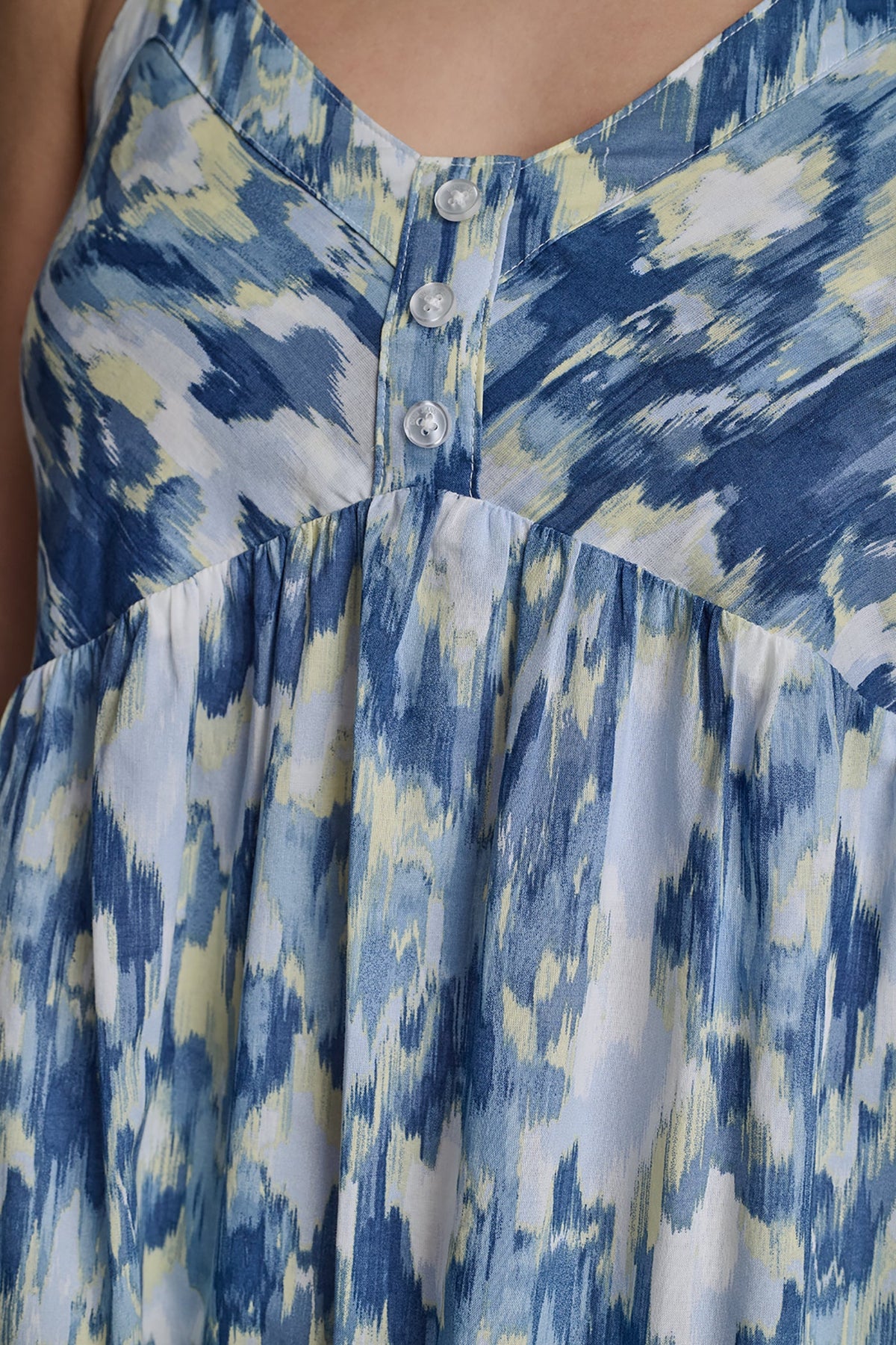 Ikat Blur Chambray DKNY PRINTED TIERED MIDI TANK DRESS