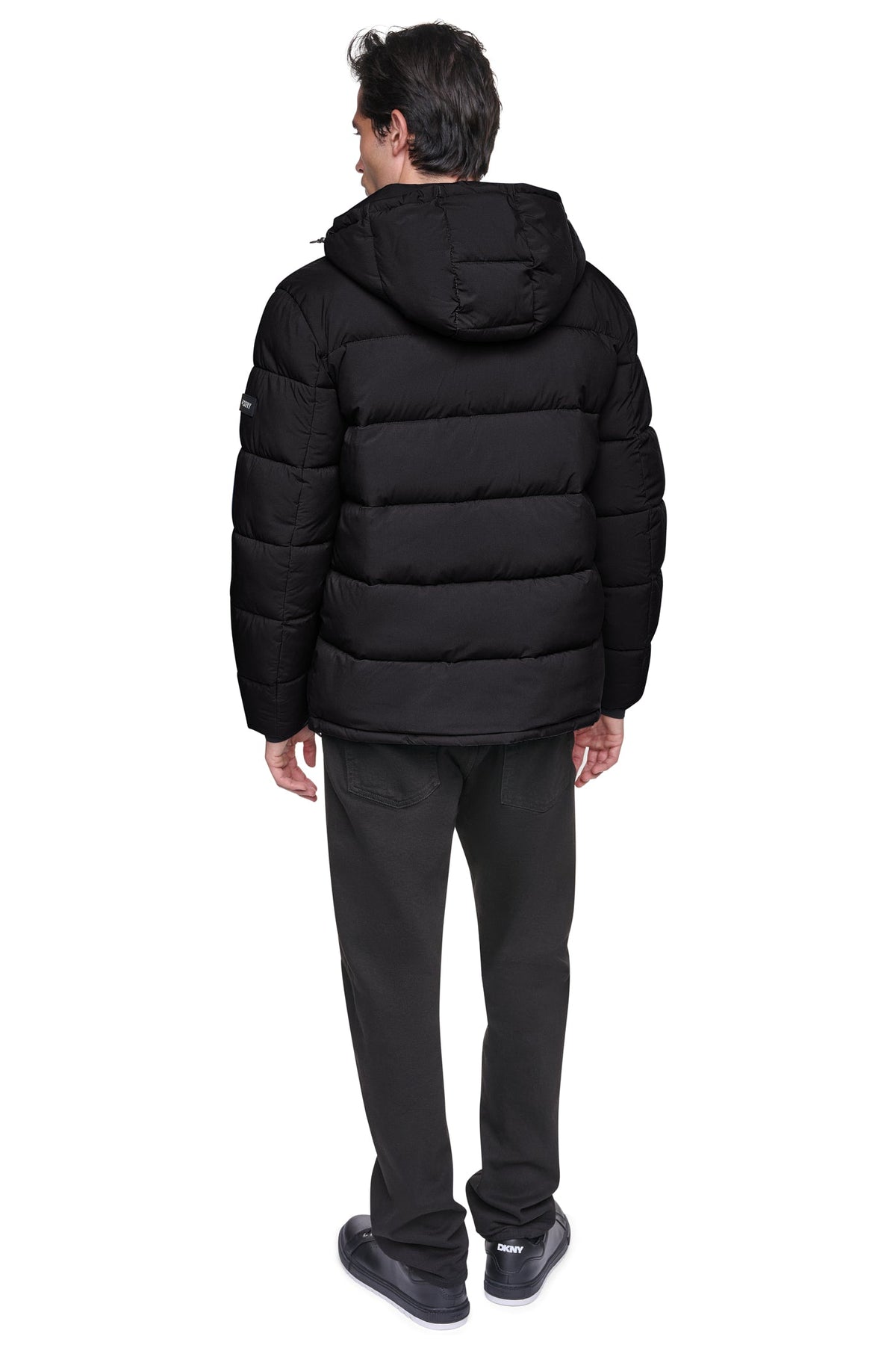 White DKNY HEAVY WEIGHT HOODED PUFFER