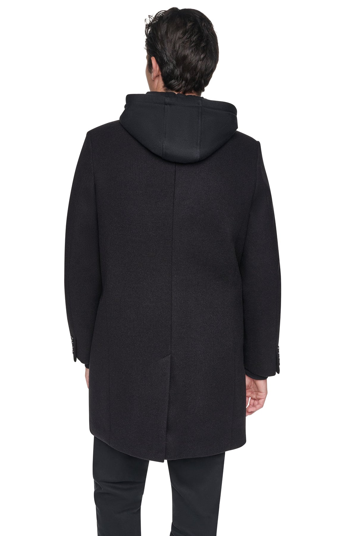 Black DKNY FAUX WOOL COAT