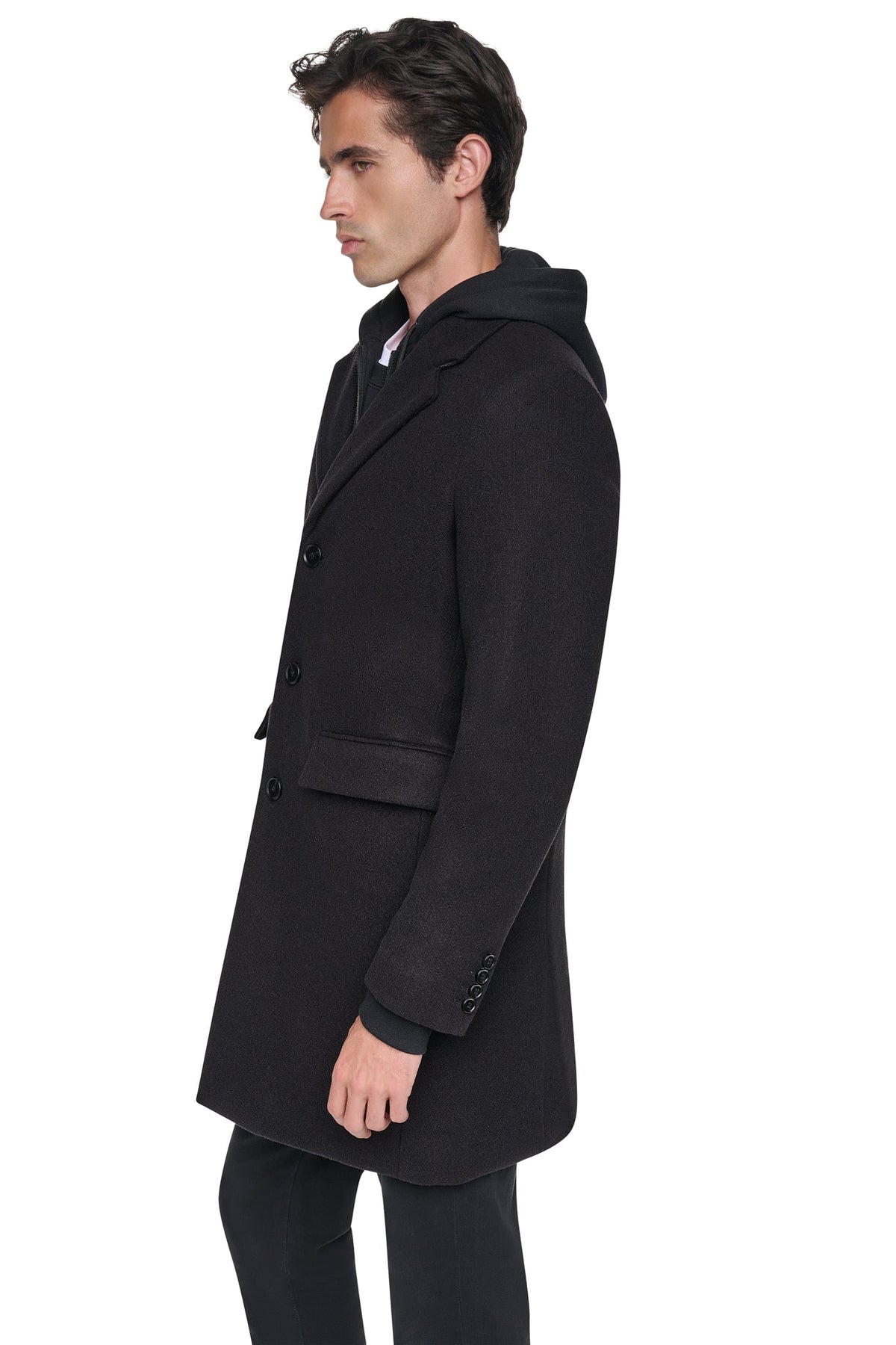 Black DKNY FAUX WOOL COAT