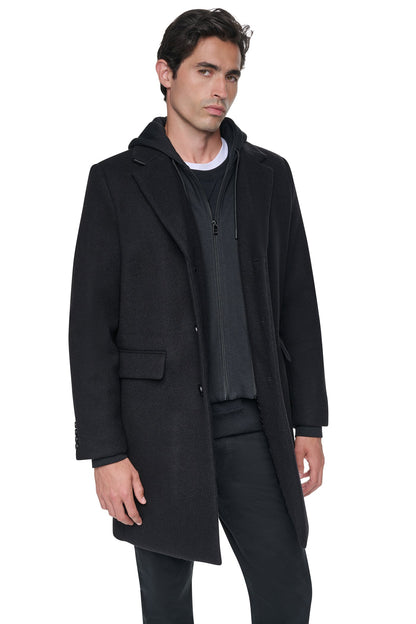 Black DKNY FAUX WOOL COAT