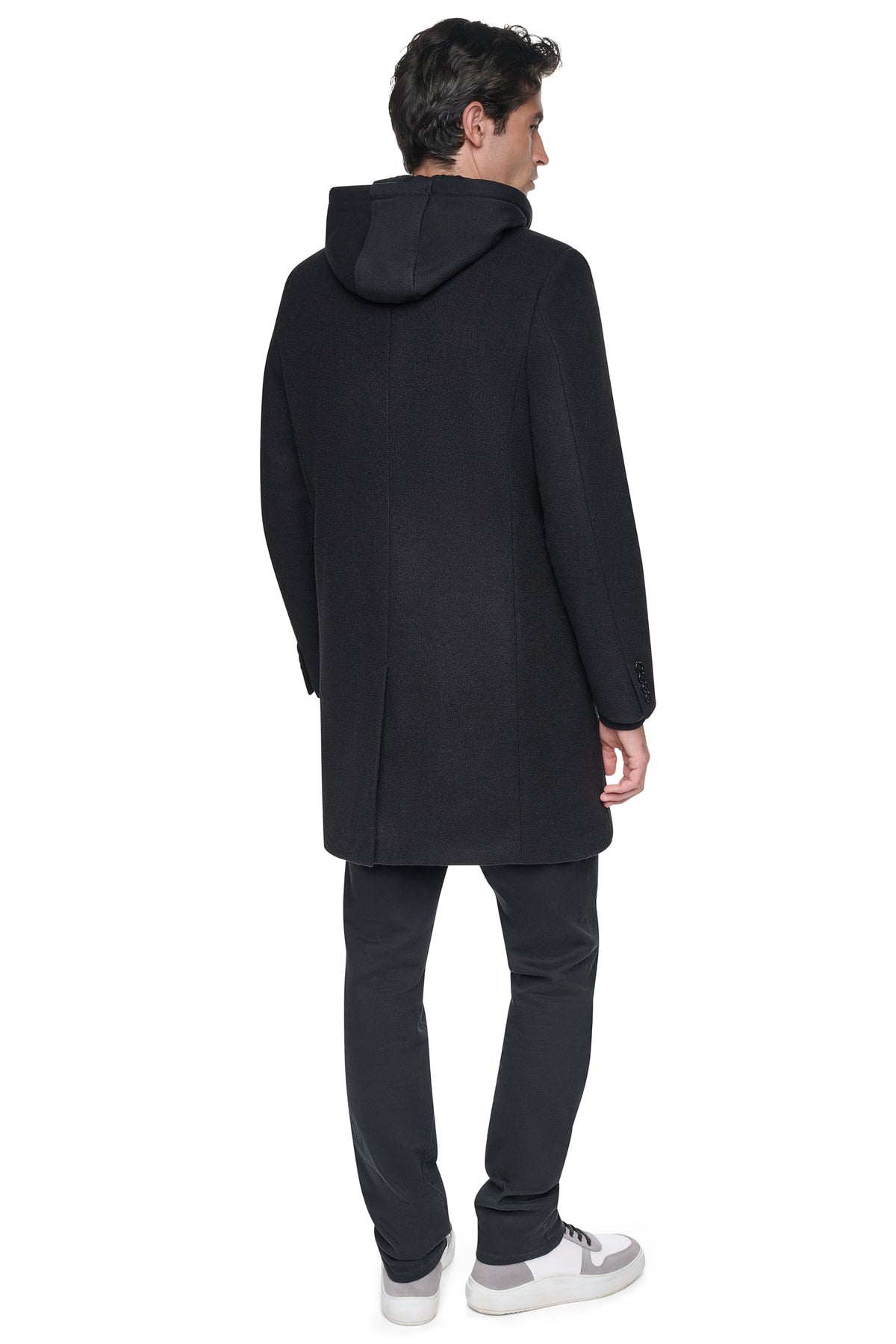 Black DKNY FAUX WOOL COAT