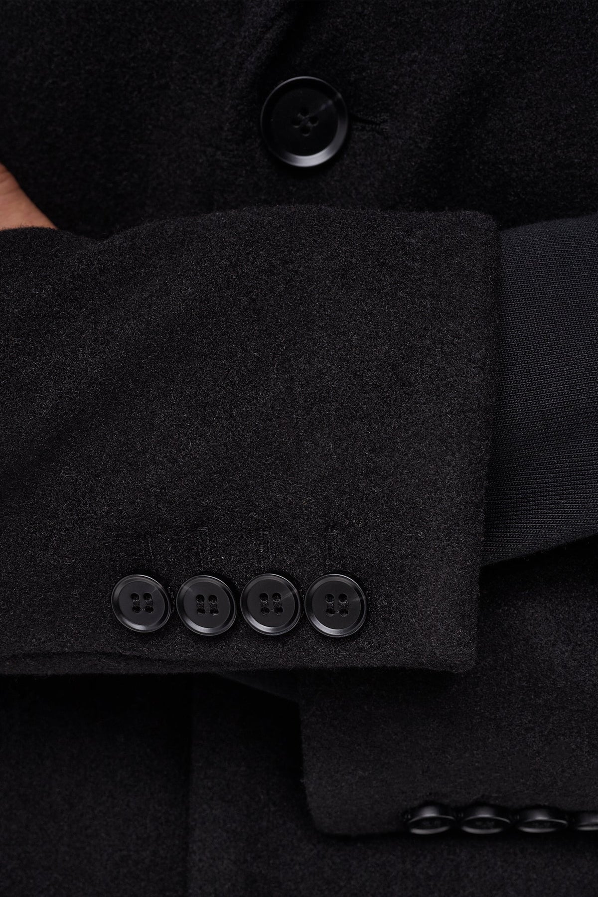 Black DKNY FAUX WOOL COAT