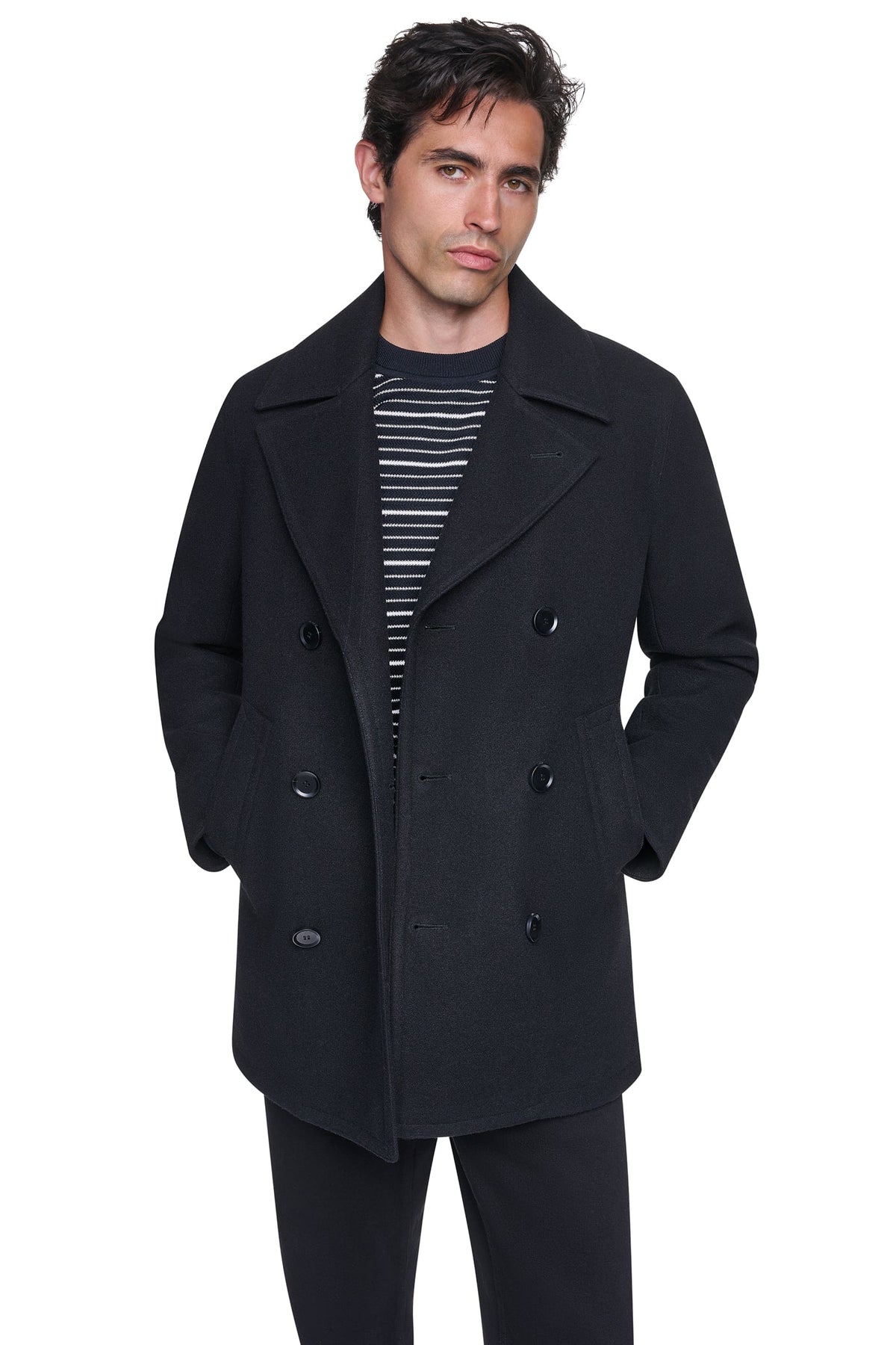 Charcoal DKNY FAUX WOOL PEACOAT