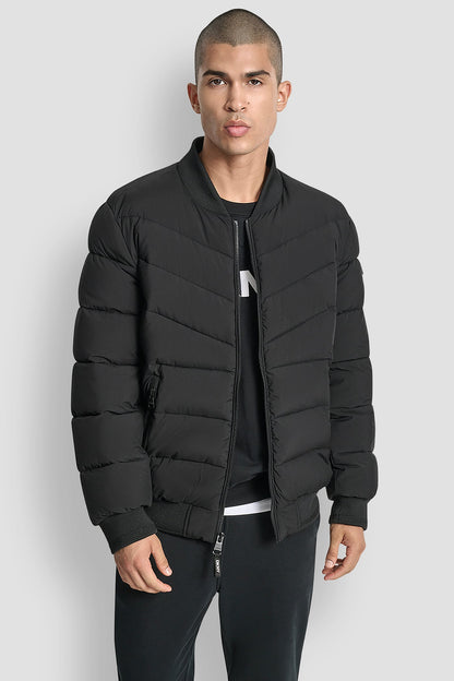NAVY DKNY STRETCH BOMBER JACKET
