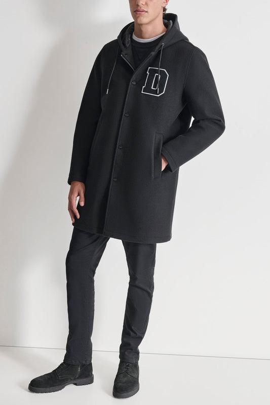Black DKNY VARSITY STADIUM COAT