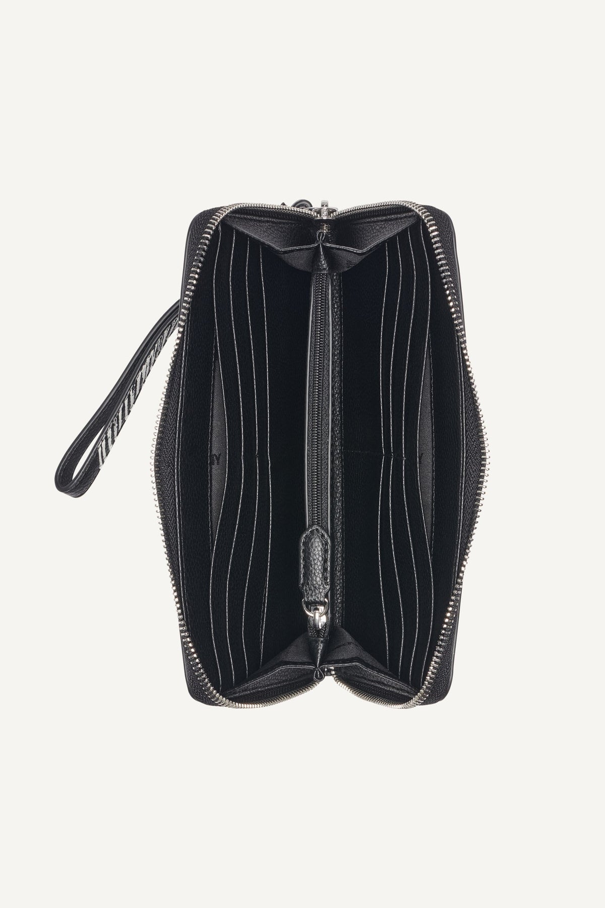 Black DKNY BRYAR LARGE ZIP AROUND WALLET WITH WRISTLET