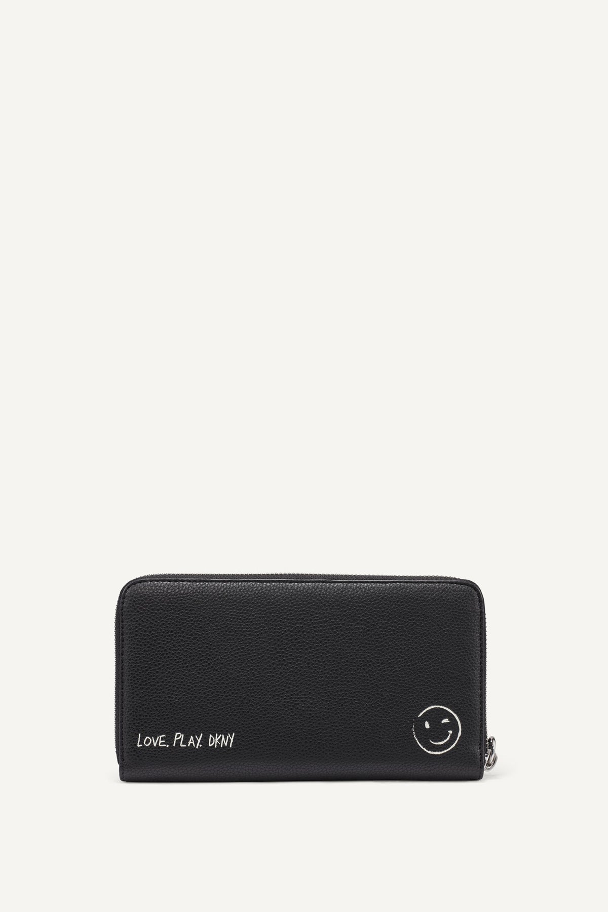 Black DKNY BRYAR LARGE ZIP AROUND WALLET WITH WRISTLET