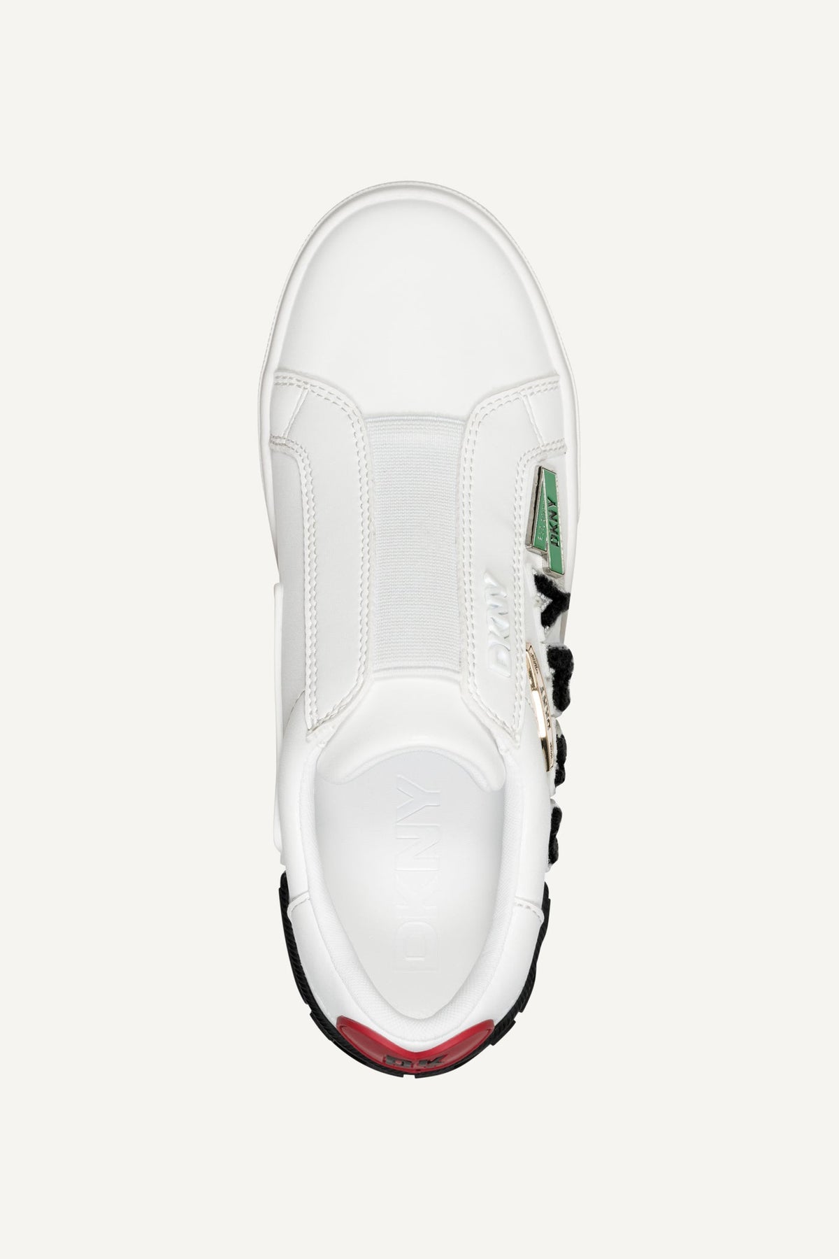 White DKNY MINDI CITY SIGNS SLIP ON SNEAKER