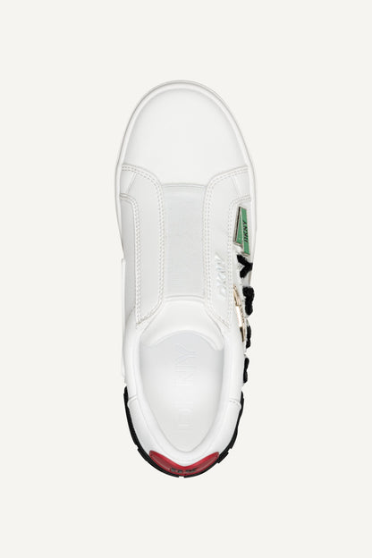White DKNY MINDI CITY SIGNS SLIP ON SNEAKER