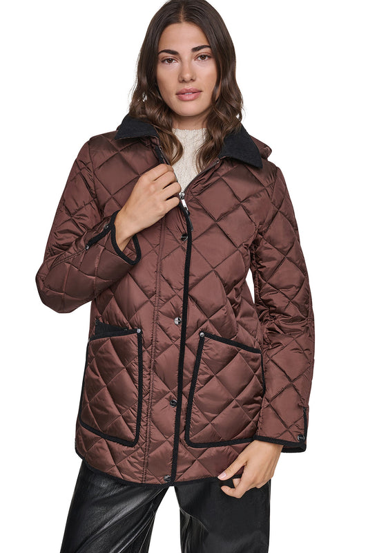 Espresso DKNY QUILTED BARN JACKET