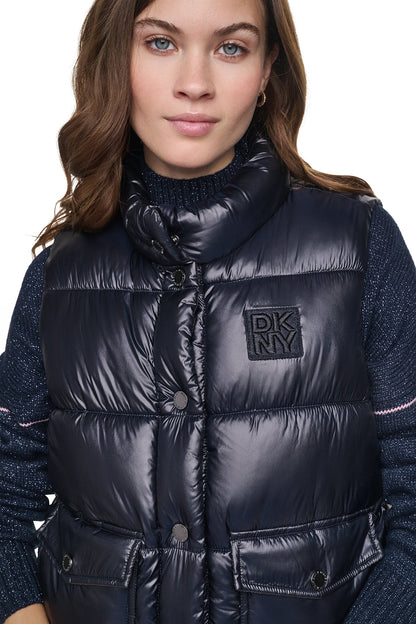 Metallic Black DKNY PUFFER VEST