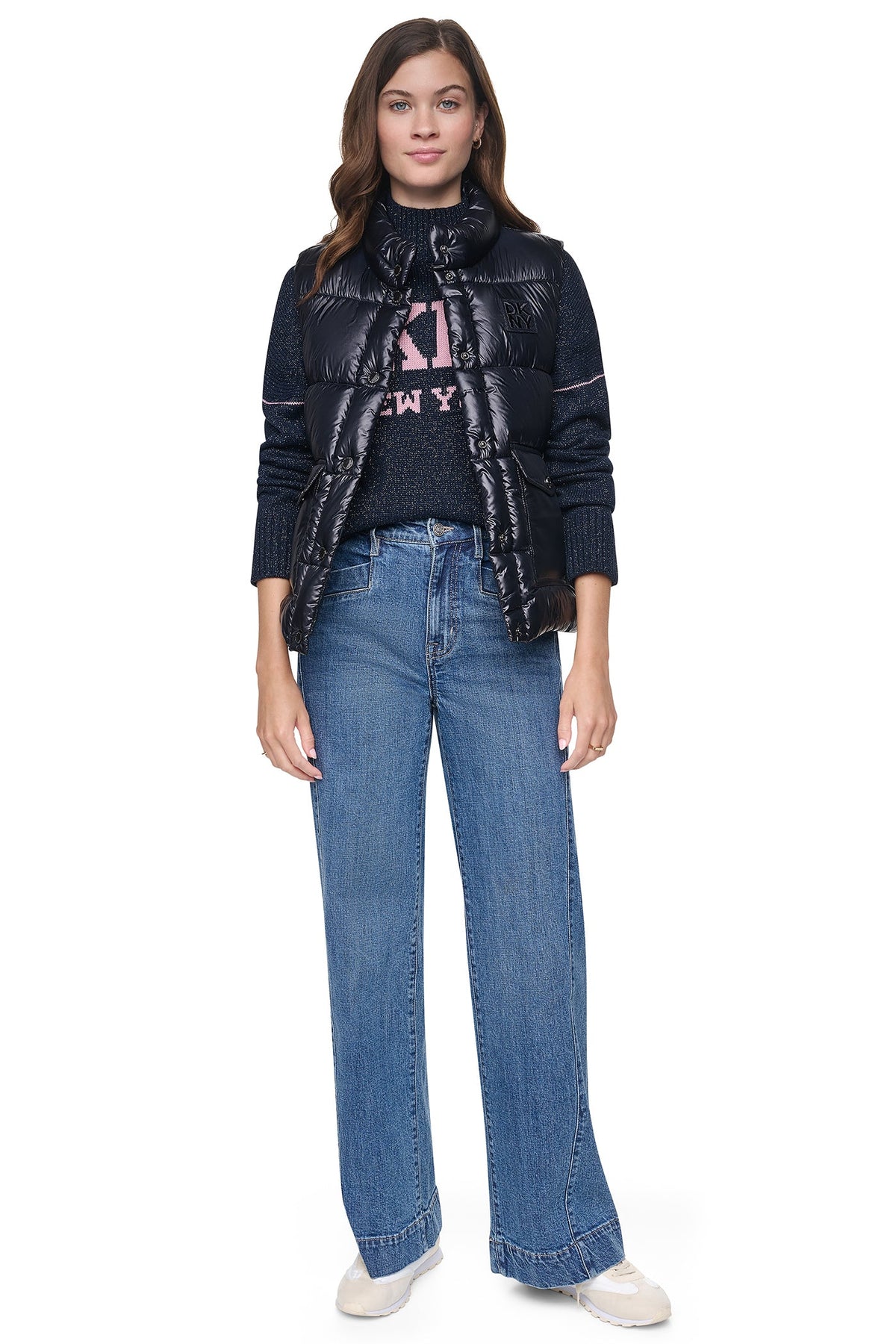 Metallic Black DKNY PUFFER VEST