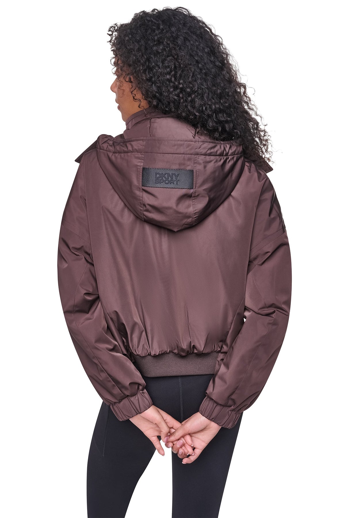 Travertine/Festive Pink DKNY OVERSIZED LOGO HOODED JACKET