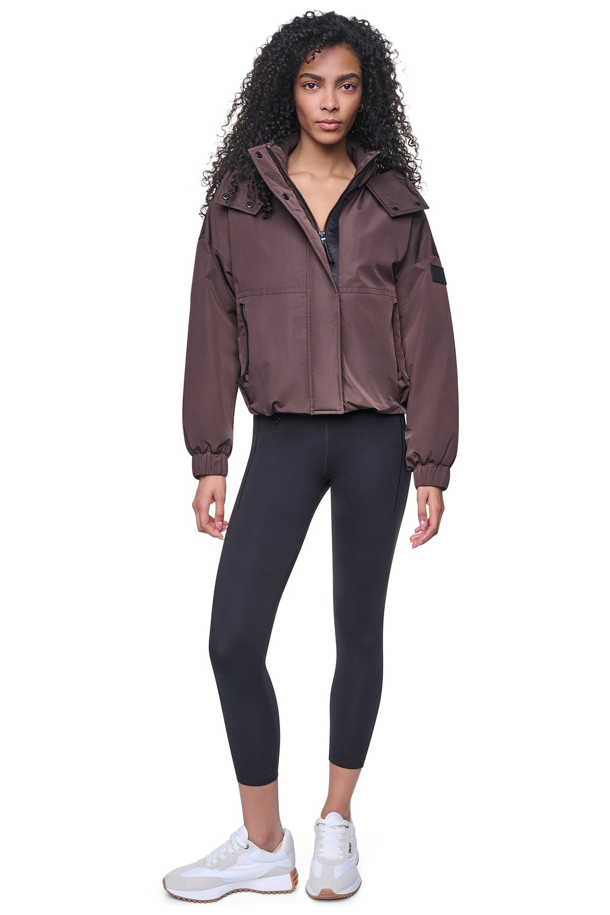 Travertine/Festive Pink DKNY OVERSIZED LOGO HOODED JACKET